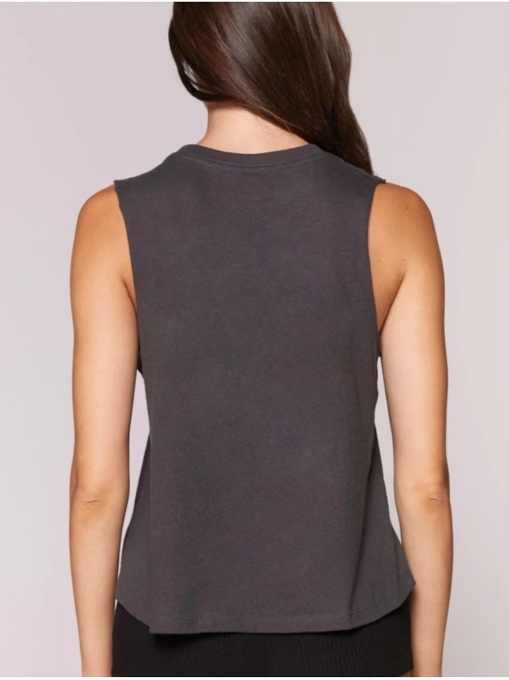 Spiritual Gangster Charcoal Muscle Tank with Pink Heart - Picture 2 of 5